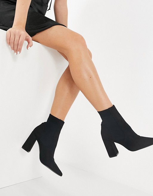 Steve Madden Reesa stretch heeled ankle boot in black