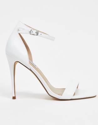 white leather heeled sandals