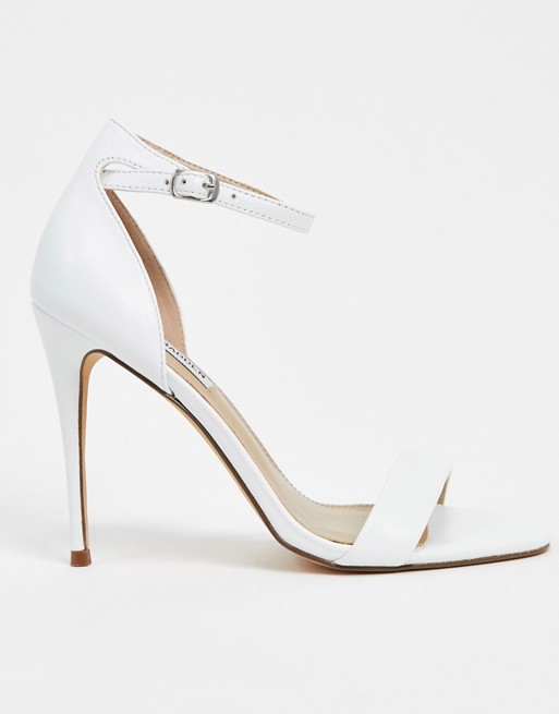 Steve Madden Reeves barely there high heel sandals in white leather
