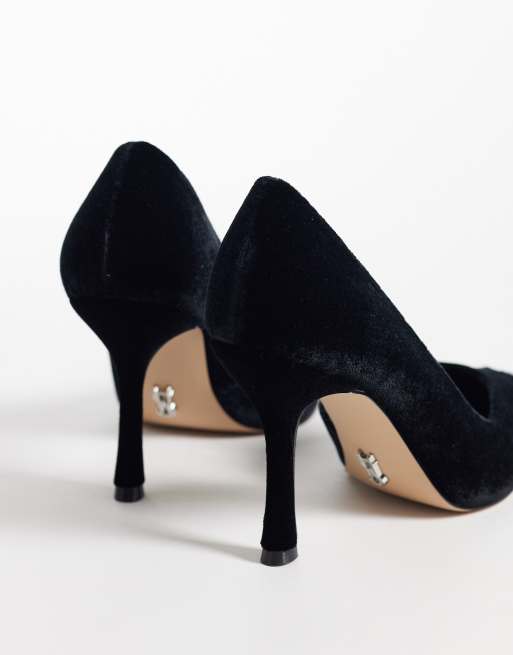 Steve Madden Refuel heeled pumps in black velvet with embellished toe detail, 4 of 4