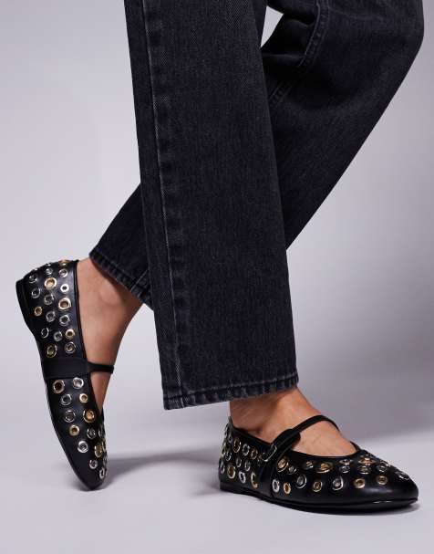 Steve Madden Rejoice-S eyelet ballet flats in black - view 1