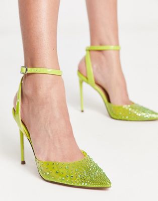 Steve Madden Revert embellished heeled shoes in lime - ASOS Price Checker
