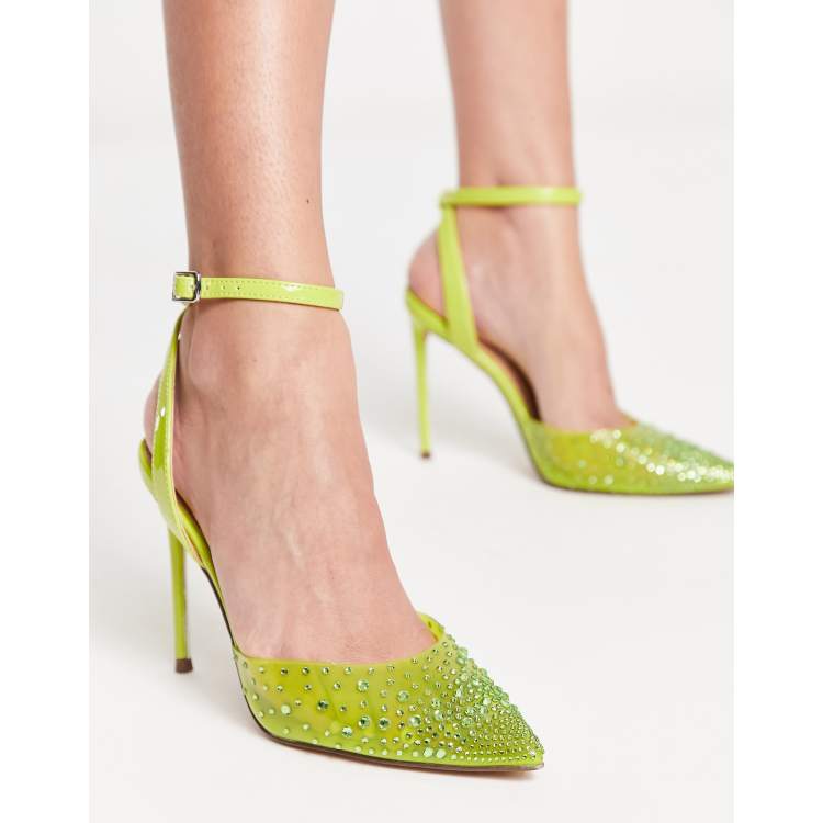 Steve Madden Revert embellished heeled shoes in lime | ASOS