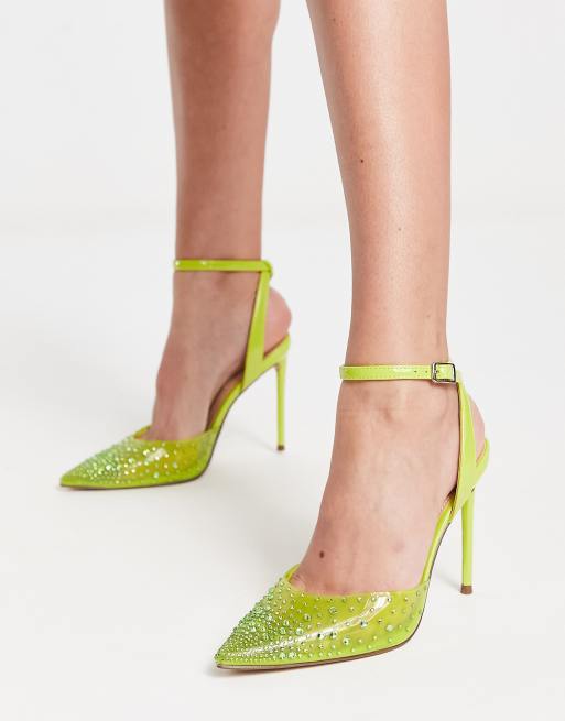 Steve Madden Revert embellished heeled shoes in lime | ASOS