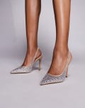 [Steve Madden] Steve Madden Reyes-R embellished slingback heeled shoes in beige-Neutral 40 BEIGE