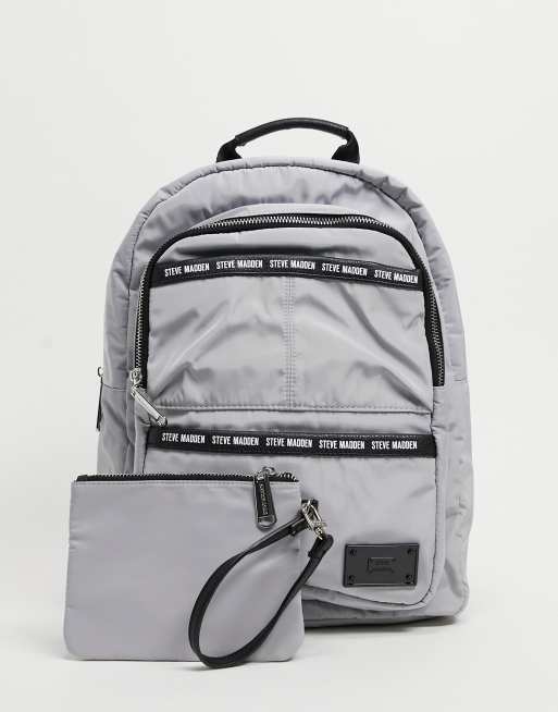 Steve Madden Richh Sac dos avec bande logo Gris