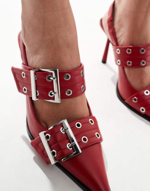 Escarpins De Noël Festifs Pour Femme, Motif Tartan Rouge Et Vert Avec