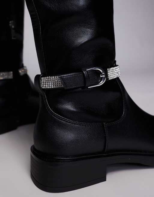 Steve Madden - Riggs - Rijlaarzen met versierde riem in zwart, 2 van 4