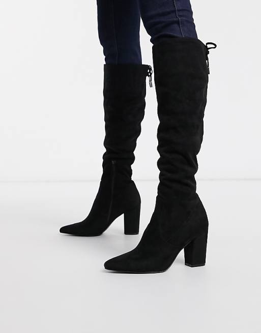 Steve Madden risky over the knee high block heeled boots in black | ASOS