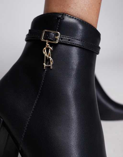 Steve Madden Rissa E Heeled Ankle boot in Black Leather