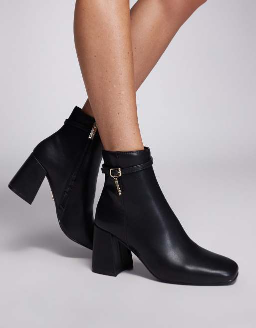 Steve Madden Rissa E Heeled Leder Stiefeletten in Schwarz mit Absatz