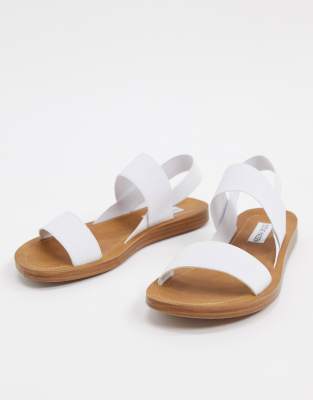 steve madden white flat sandals