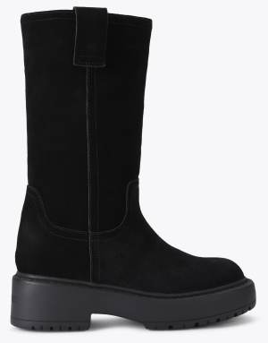 Steve Madden Ruckus black suede knee boots in black