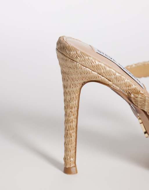 Steve Madden – Saturn – Goldfarbene Sandaletten aus Bast mit Absatz, 3 von 4