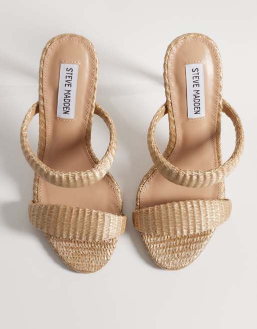 Steve Madden Saturn heeled sandal in gold raffia, 2 of 4