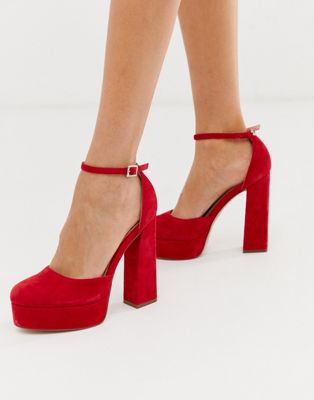 scarpe con plateau rosse