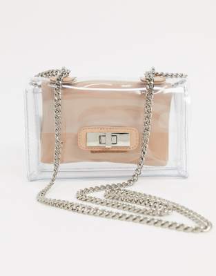 clear crossbody bag with chain strap
