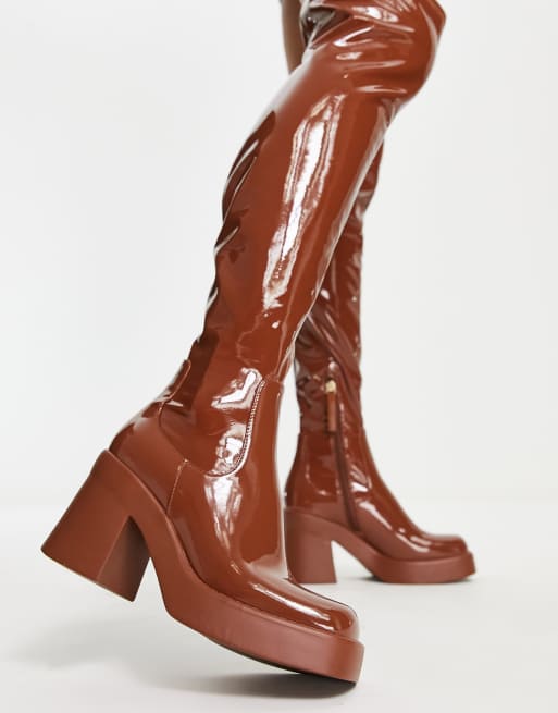 Over the knee hot sale cognac boots