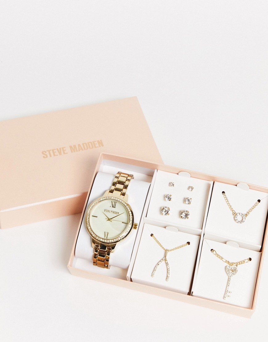 Steve Madden - Set con gioielli e orologio da donna oro