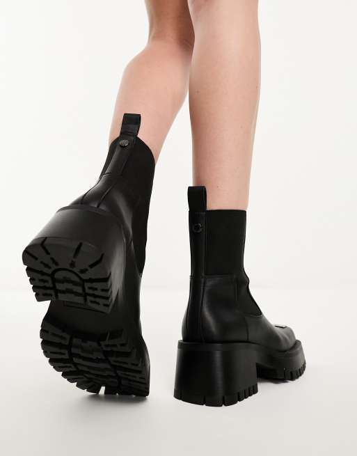 Steve Madden Sharpen chunky ankle boots with hardwear in black ASOS