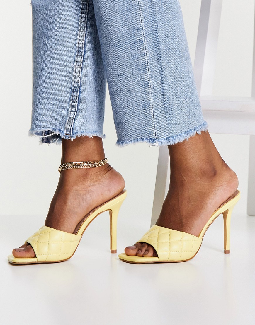 Steve Madden Signify quilted heeled mules in yellow