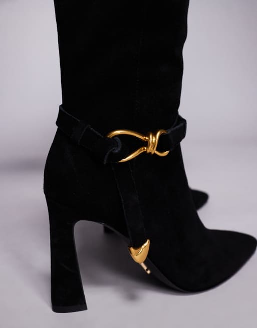 Steve Madden - Sirrens - Bottes hauteur genou avec boucles effet noué en daim - Noir, 3 de 4