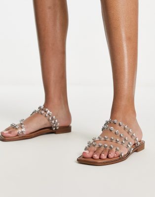 Steve Madden Skyler rhinestone studded sandals in clear