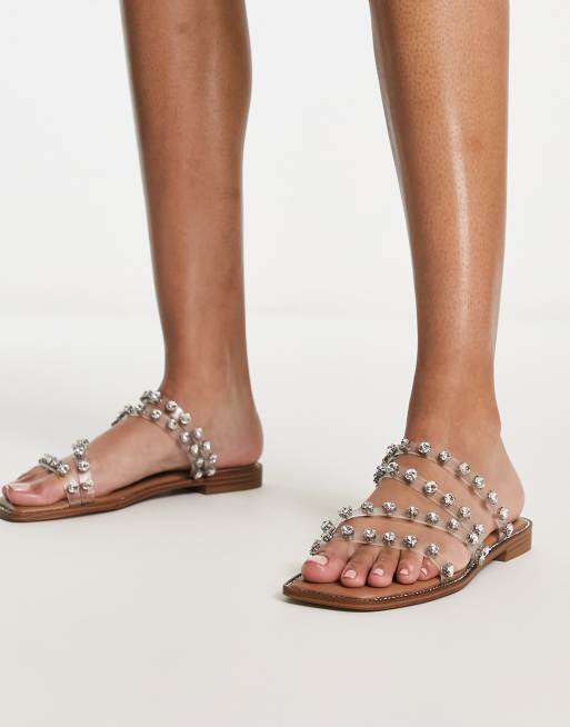 Steve Madden Skyler rhinestone studded sandals in clear ASOS