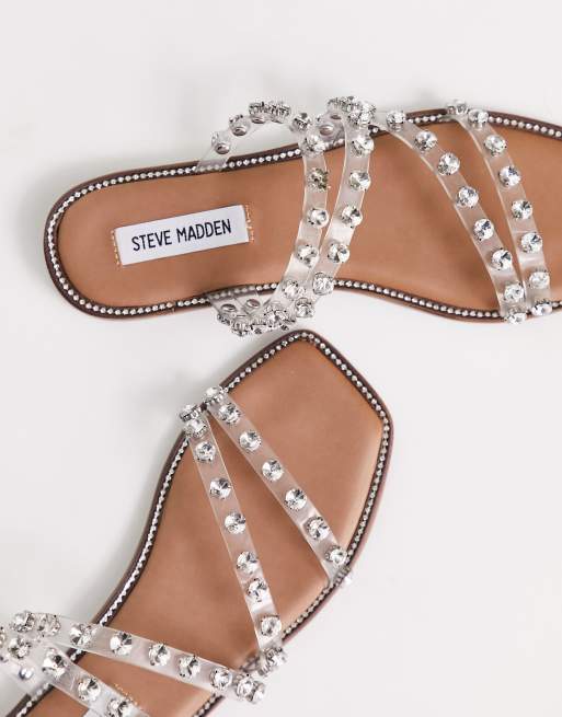 Steve Madden Skyler rhinestone studded sandals in clear ASOS