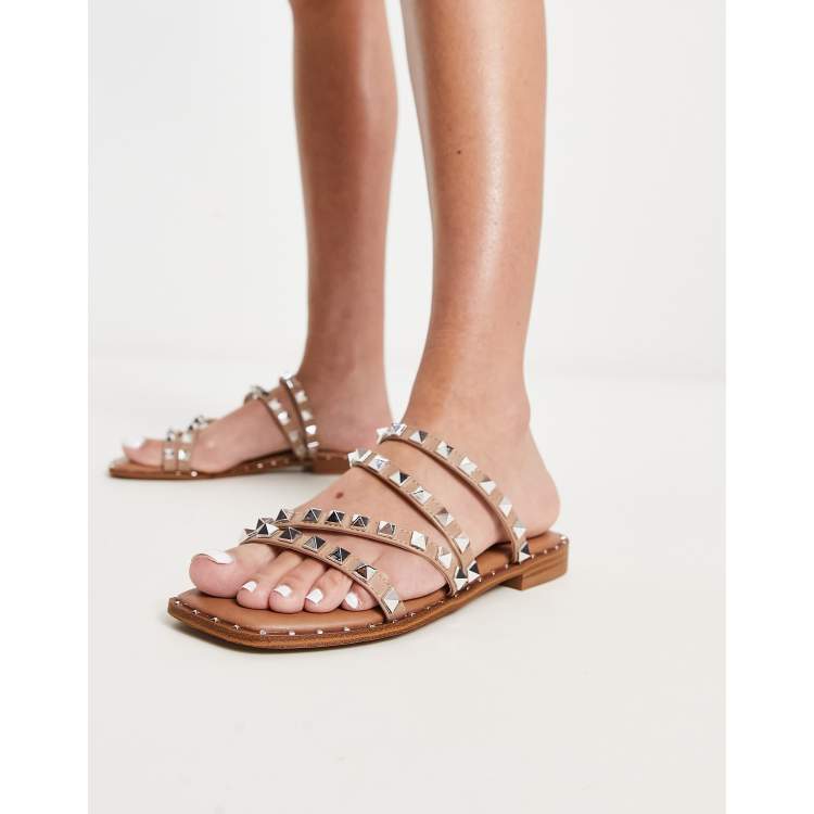 Steve Madden Skyler studded sandals in beige ASOS