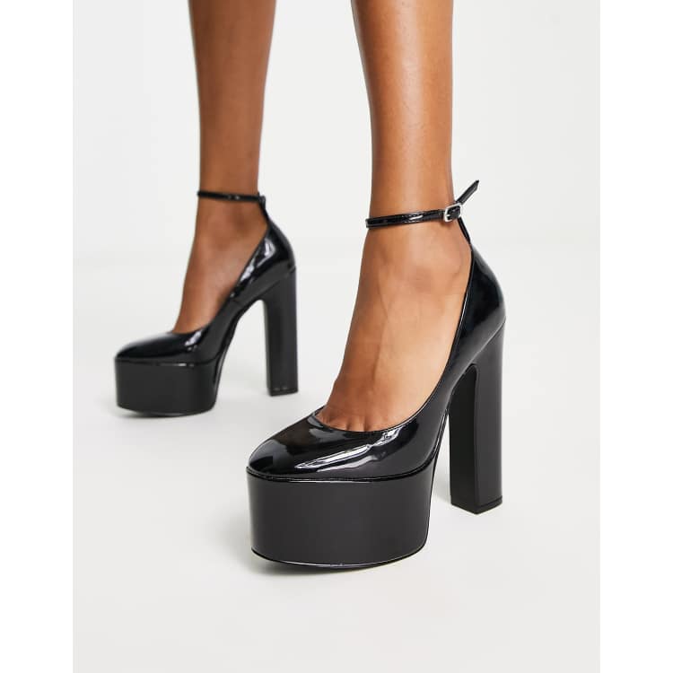 Patent Strappy Platform Mary Jane Heels