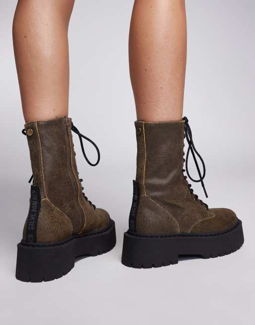 Steve madden leather lace up boots online