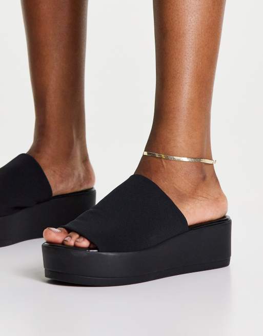 Steve madden black 2025 slinky flatform mules