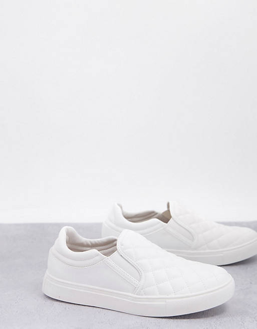 Steve Madden slip on quilted trainers in white