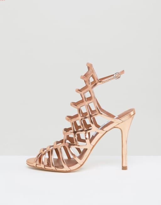 Rose gold store caged heels