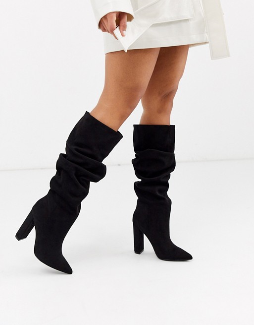 Steve Madden Slouch heeled knee high boots in black