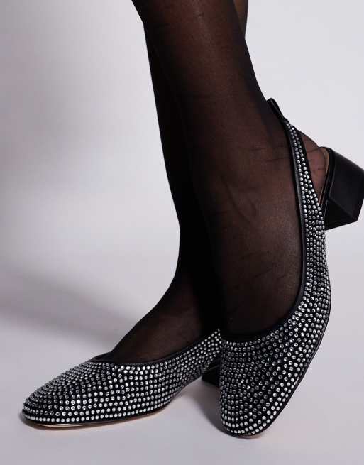 Steve Madden - Smitten - Chaussures à talon carré en tulle à strass - Noir, 4 de 4