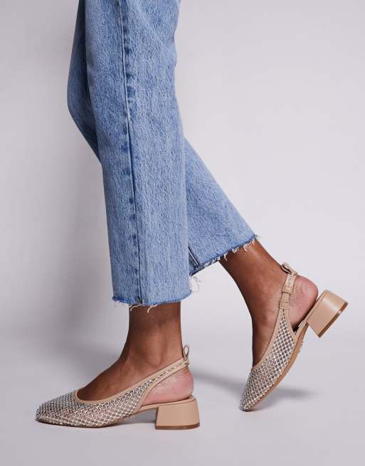 Steve Madden – Smitten – Schuhe in Beige mit Netzstoff, Blockabsatz und Strassverzierung, 3 von 4