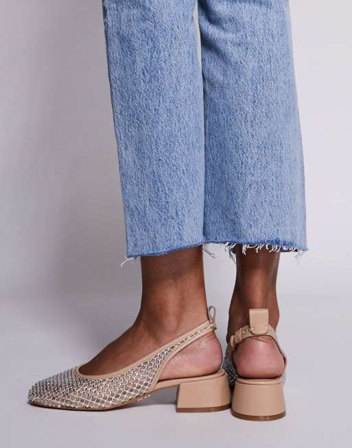 Steve Madden – Smitten – Schuhe in Beige mit Netzstoff, Blockabsatz und Strassverzierung, 4 von 4