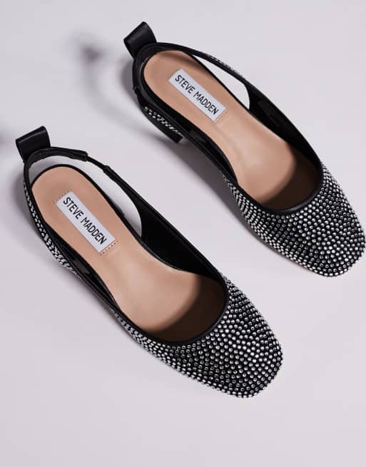 Steve Madden – Smitten – Svarta, utsmyckade skor i mesh med strass och blockklack, 3 av 4