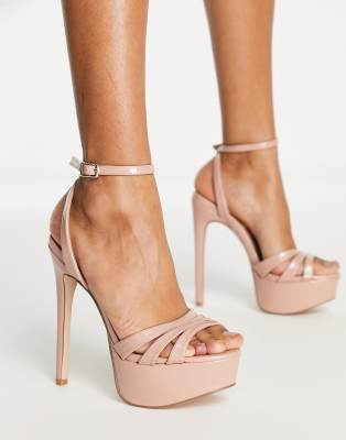 Steve Madden Solace platform strappy sandals in blush patent | ASOS