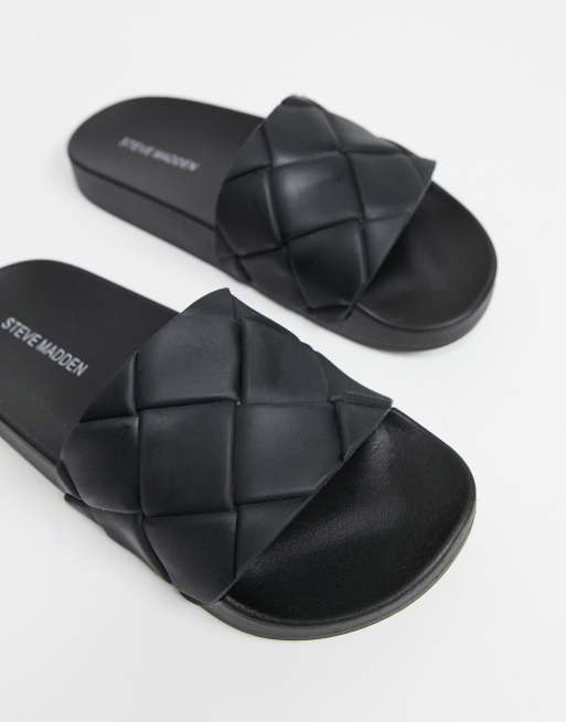 Steve madden silky slides on sale black