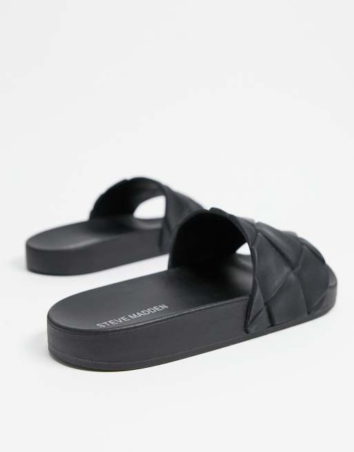 Steve Madden Soulful woven slide sandal in black ASOS