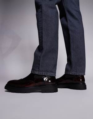 Steve Madden Stancie chelsea boots with brogue detail in burgundy