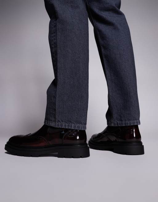 Steve Madden Stancie chelsea boots with brogue detail in burgundy, 4 of 4