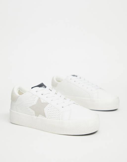 Steve Madden Starling flatform sneakers in white and silver