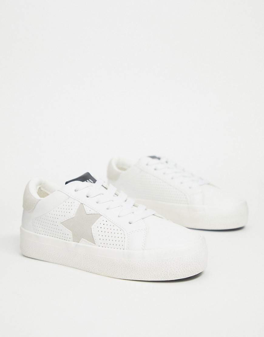 Steve Madden Starling flatform trainers in white and silver