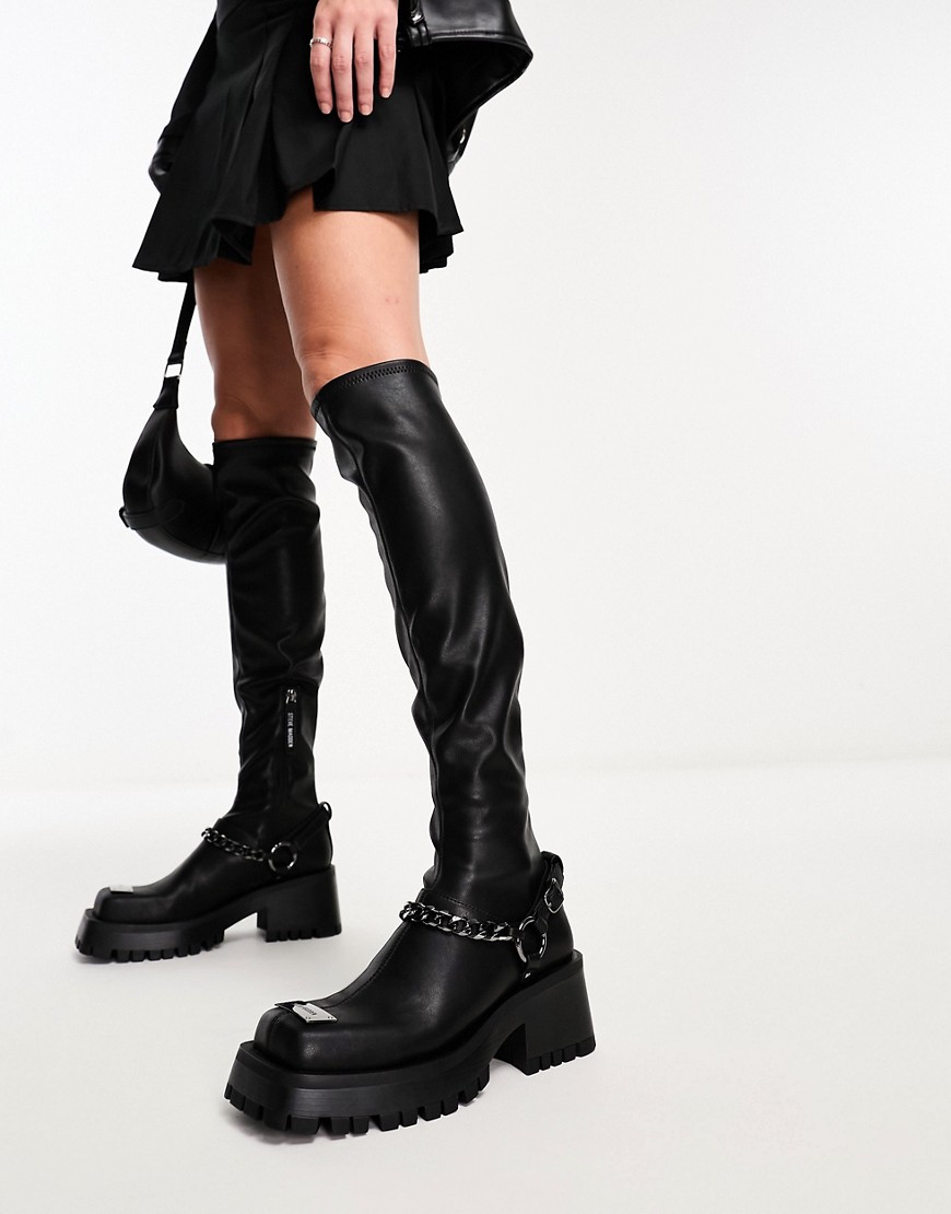 Steve Madden Stompyard stretch over the knee boots in black