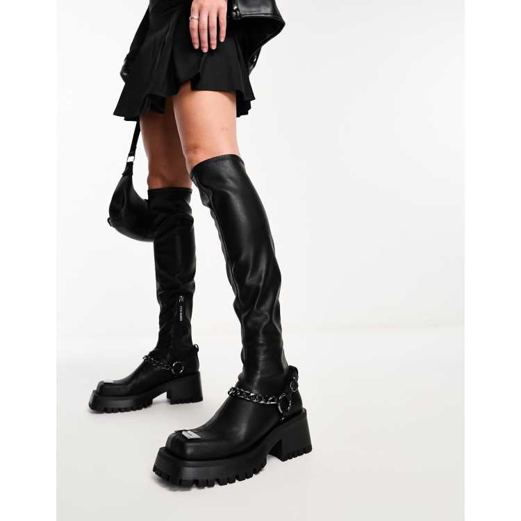 Steve Madden Stompyard stretch over the knee boots in black