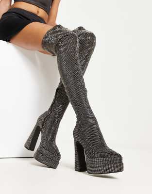 Steve madden black thigh high clearance boots